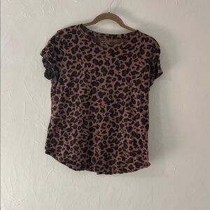 Abercrombie & Fitch Brown Leopard Print Short Sleeve Top